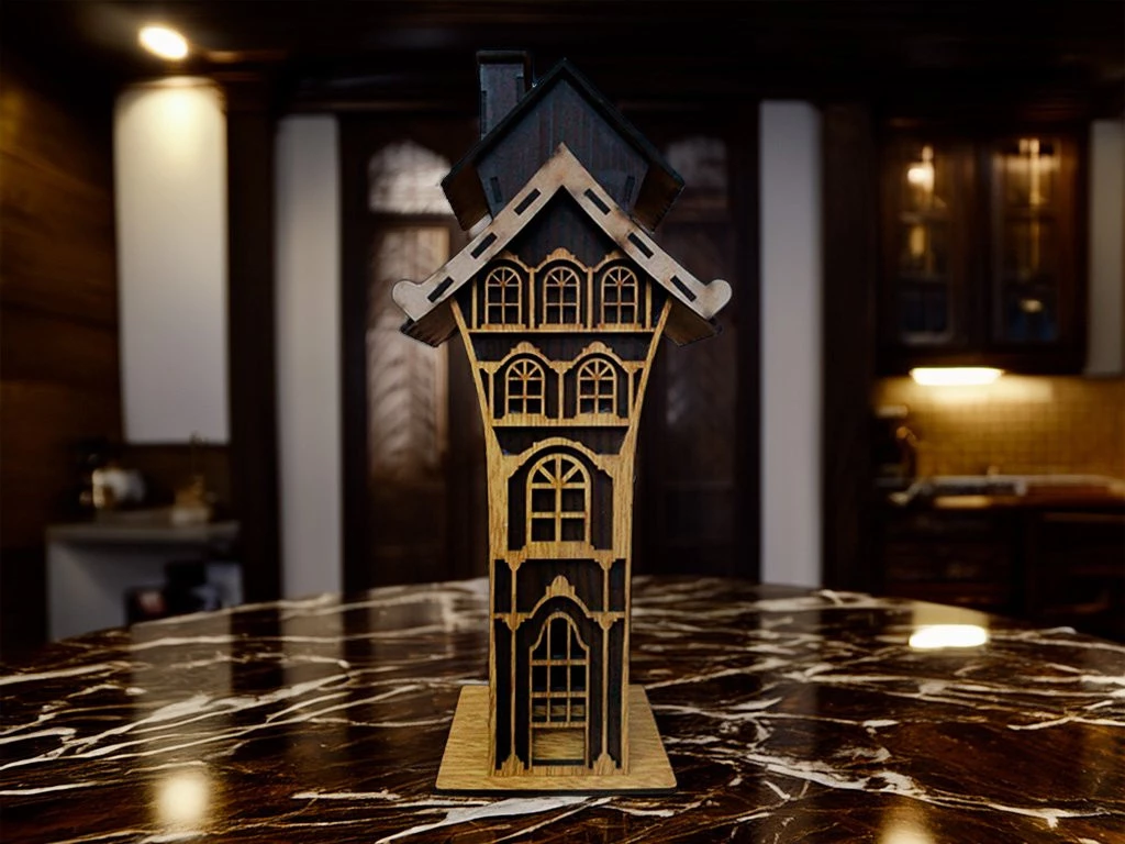 Porta Sahumerio Casita Doble Techo de MDF (35 cm)