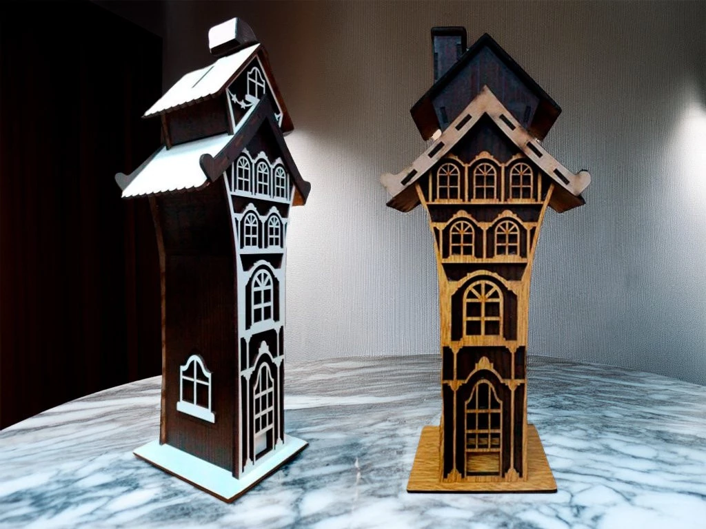 Porta Sahumerio Casita Doble Techo de MDF (35 cm)